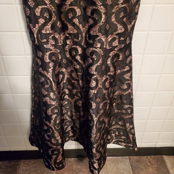 ADRIANNA PAPELL BLACK NUDE SLEVELESS GUIPURE MERMAID GOWN SIZE US 8 - Picture 12 of 14